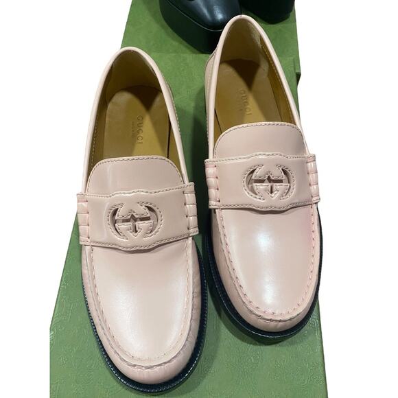 Gucci Interlocking G Cut Out GG Classic Loafer Leather Pink 38.5 - Picture 2 of 8
